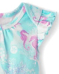 Baby Girls Seahorse Flutter Bodysuit 5-Pack