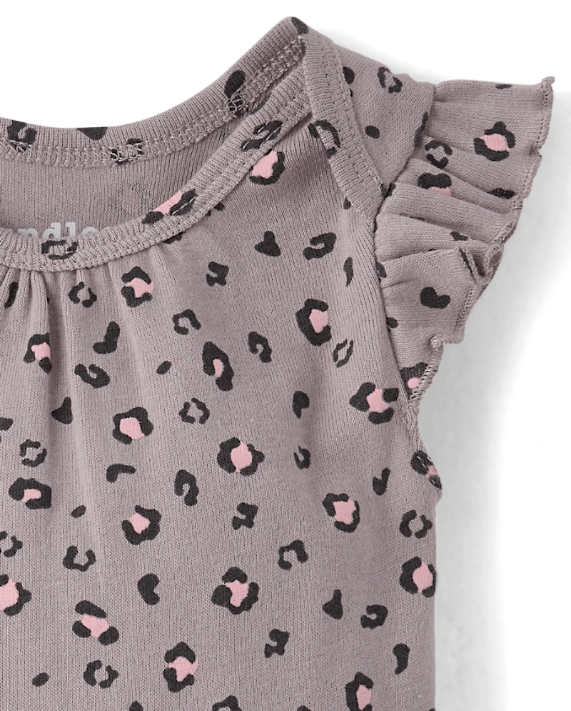 Baby Girls Leopard Flutter Bodysuit 5-Pack