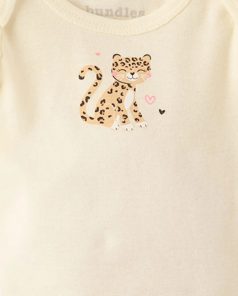 Baby Girls Leopard Flutter Bodysuit 5-Pack