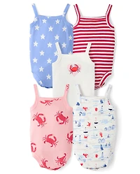 Baby Girls Coastal Bodysuit 5-Pack