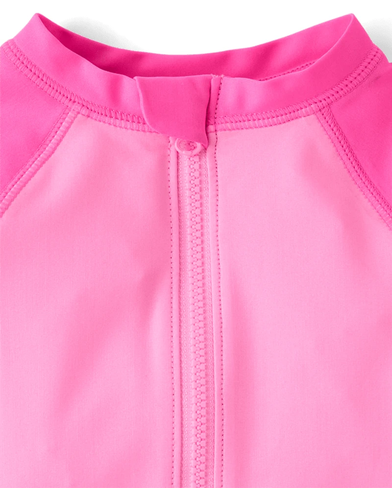 Baby Girls Colorblock Rashguard One Piece Swimsuit