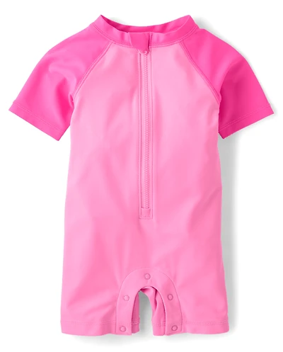 Baby Girls Colorblock Rashguard One Piece Swimsuit
