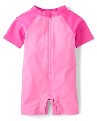 Baby Girls Colorblock Rashguard One Piece Swimsuit