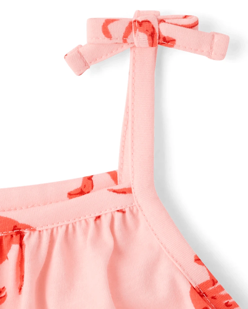 Baby Girls Crab Tie Shoulder Romper