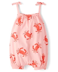 Baby Girls Crab Tie Shoulder Romper