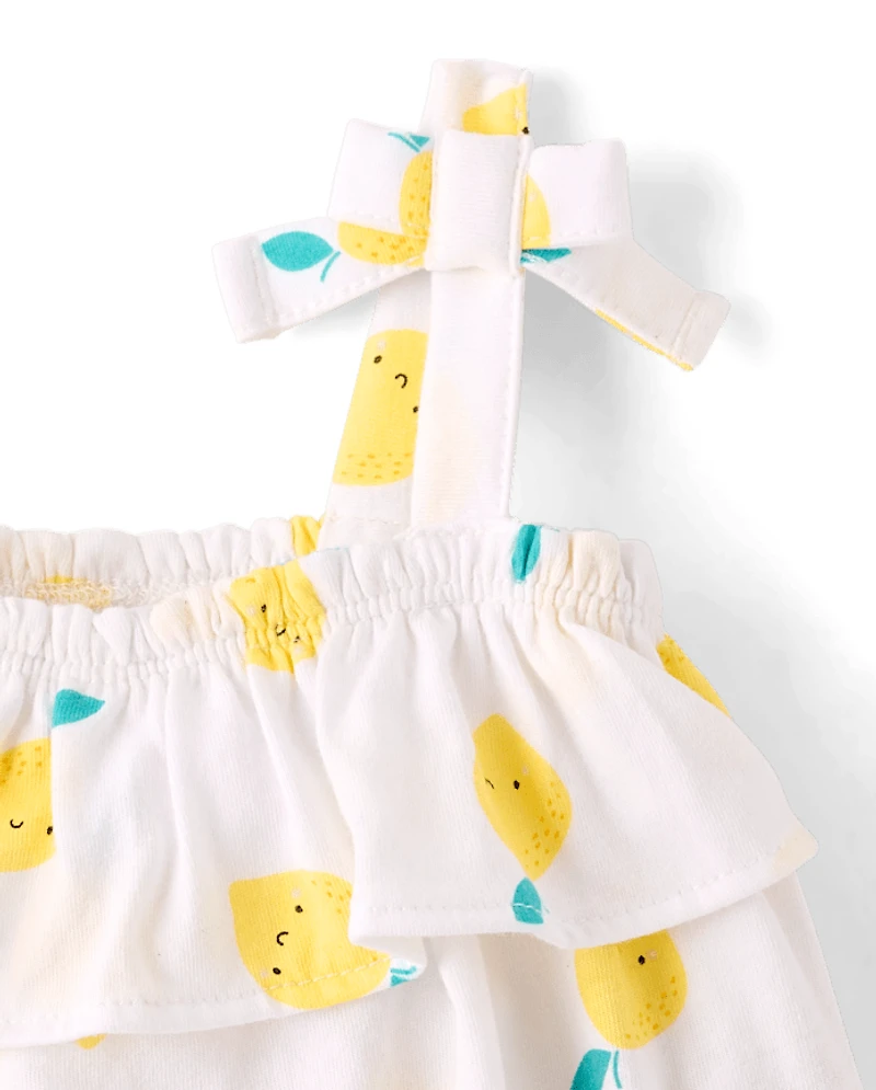 Baby Girls Lemon Tie Shoulder Romper