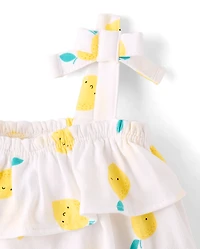 Baby Girls Lemon Tie Shoulder Romper