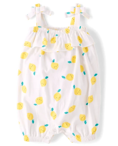 Baby Girls Lemon Tie Shoulder Romper
