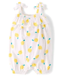 Baby Girls Lemon Tie Shoulder Romper