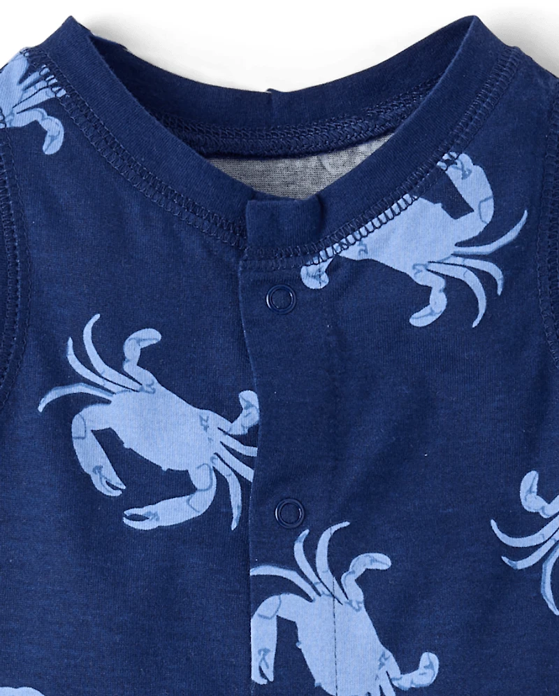 barboteuse à motifs de crabes pour bébé garçon