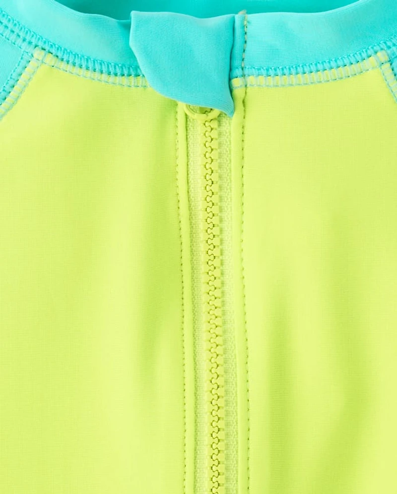 Baby Boys Colorblock Raglan Rashguard One Piece Swimsuit