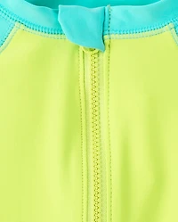 Baby Boys Colorblock Raglan Rashguard One Piece Swimsuit