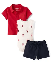 Baby Boys Lobster 3-Piece Outfit Set