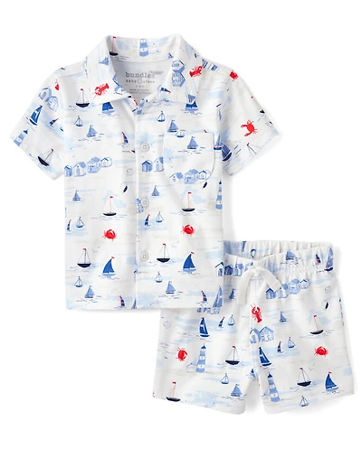 Baby Boys Dad And Me Coastal 2-Piece Outfit Set