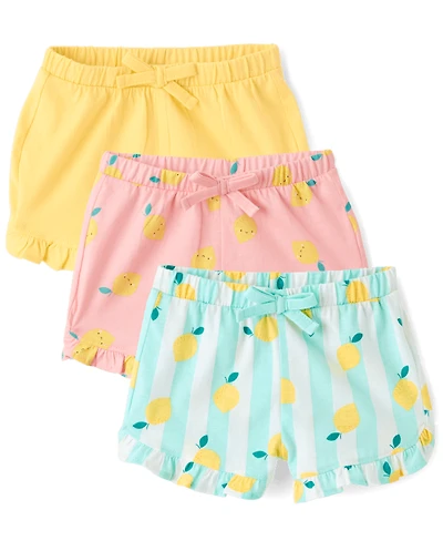 Baby Girls Lemon Ruffle Shorts 3-Pack