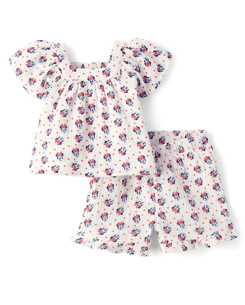 Baby Girls Minnie Mouse™ Gauze 2-Piece Outfit Set
