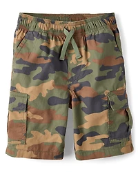 Boys Camo Pull On Cargo Shorts