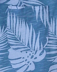 Boys Tropical Leaf Knit Button Up Shirt