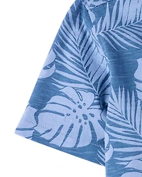 Boys Tropical Leaf Knit Button Up Shirt