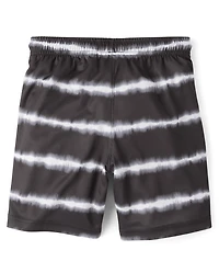 Short de sport rayé doublé en mesh à séchage rapide pour garçon
