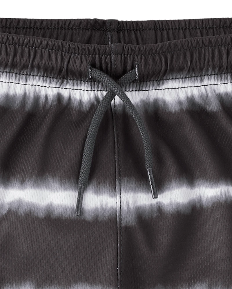 Short de sport rayé doublé en mesh à séchage rapide pour garçon