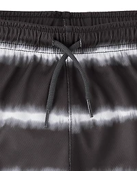 Short de sport rayé doublé en mesh à séchage rapide pour garçon