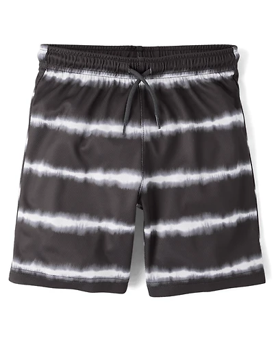 Short de sport rayé doublé en mesh à séchage rapide pour garçon