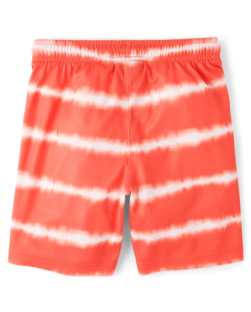 Boys Quick Dry Striped Lined Mesh Active Shorts