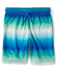 Boys Quick Dry Striped Lined Mesh Active Shorts