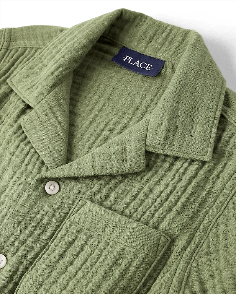 Boys Gauze Button Up Shirt