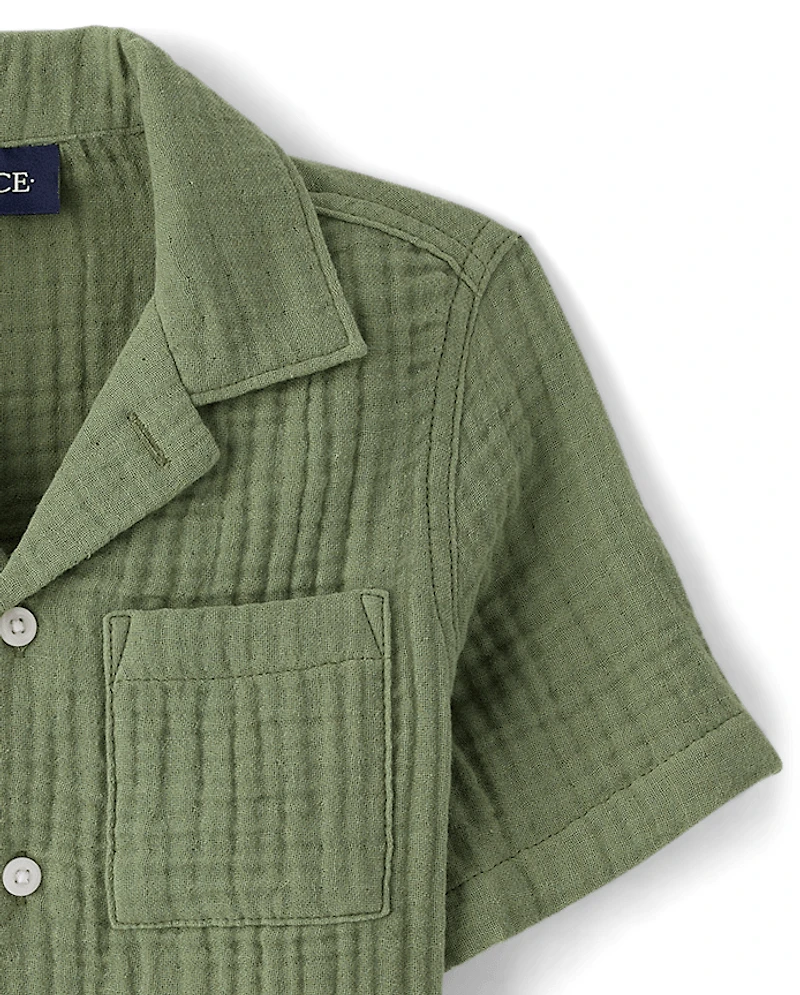 Chemise boutonnée en gaze pour garçon