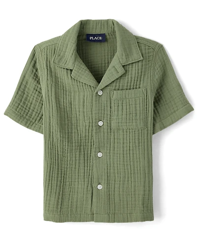 Boys Gauze Button Up Shirt