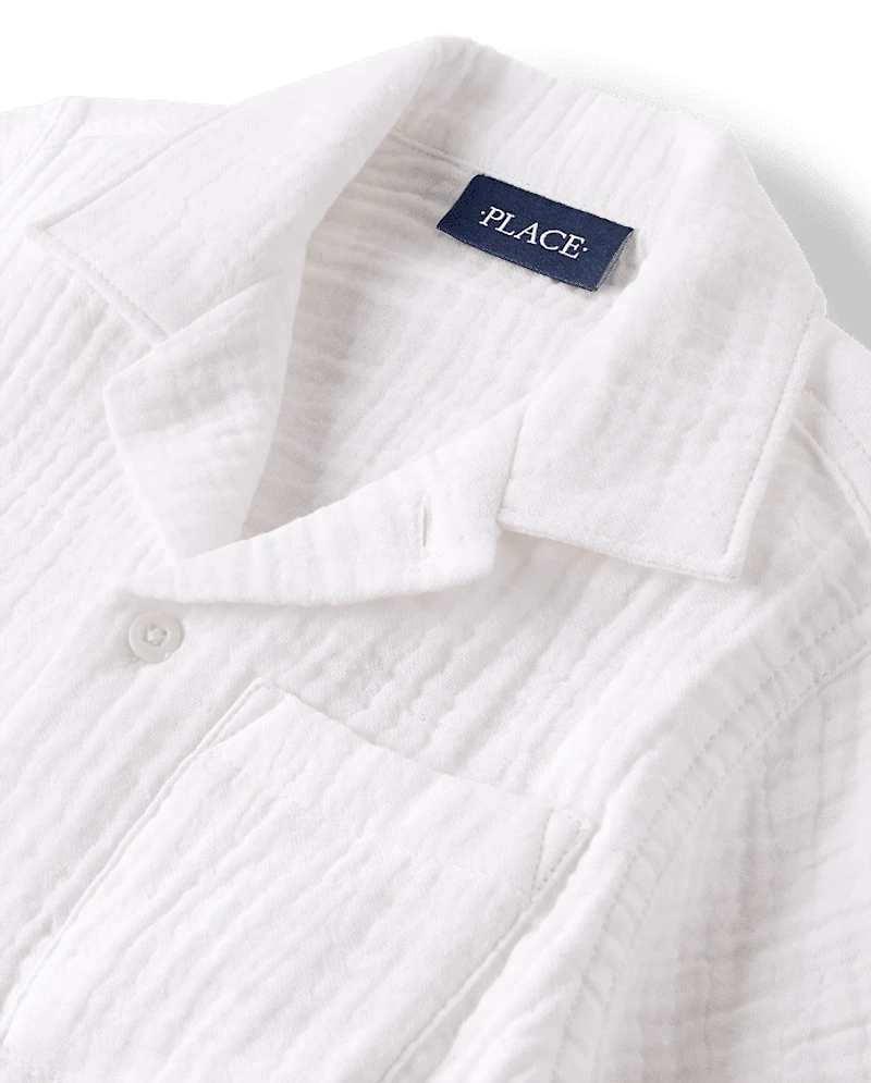 Boys Gauze Button Up Shirt