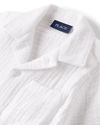 Boys Gauze Button Up Shirt