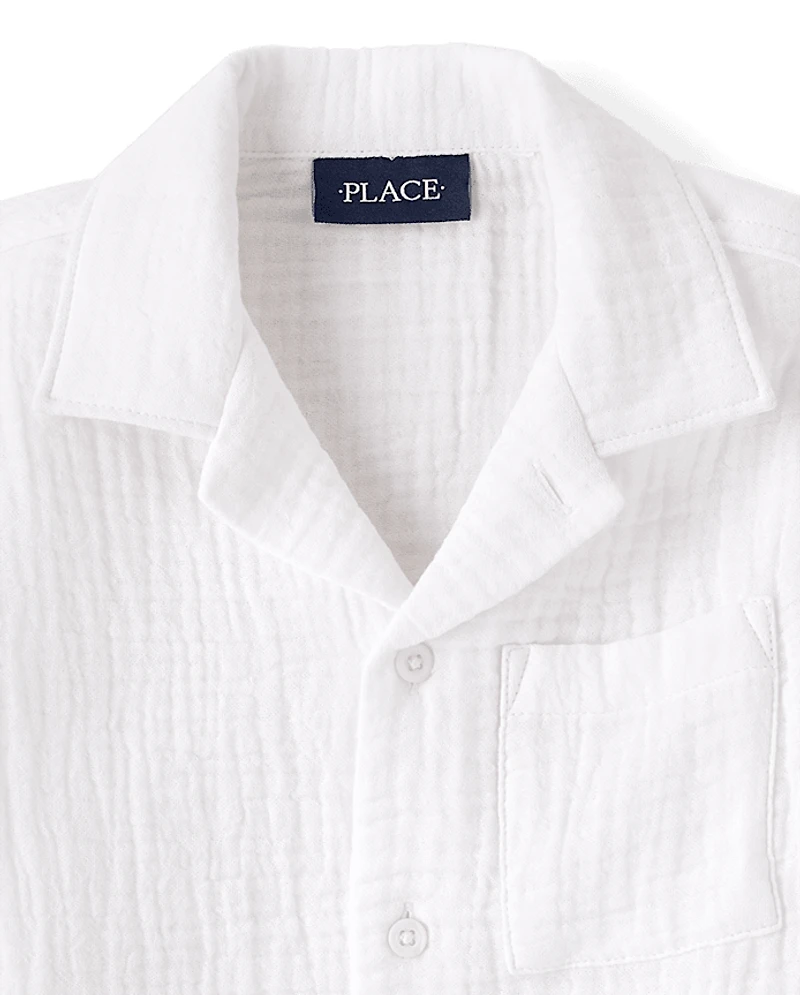 Boys Gauze Button Up Shirt