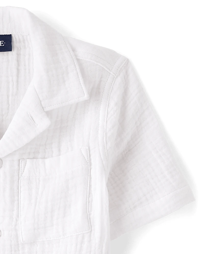 Boys Gauze Button Up Shirt