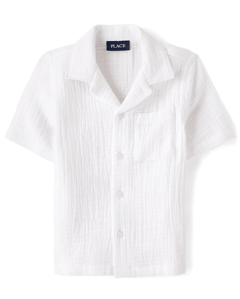 Boys Gauze Button Up Shirt