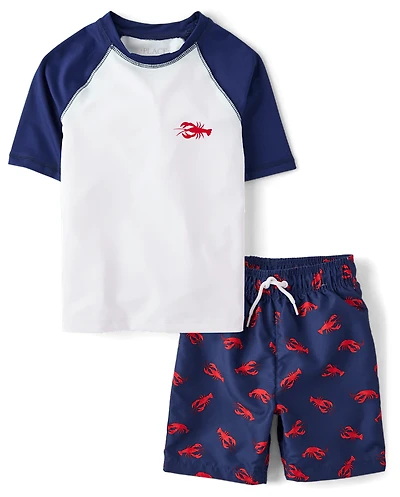 Boys Lobster Rashguard Swimsuit