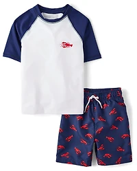 Boys Lobster Rashguard Swimsuit