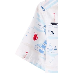 Boys Dad And Me Coastal Poplin Button Up Shirt