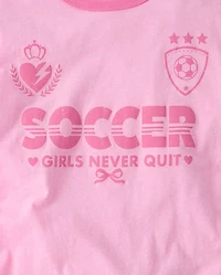 Girls Soccer Relaxed Graphic Ringer Tee