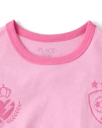 Girls Soccer Relaxed Graphic Ringer Tee