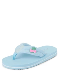 Girls Cherry Stud Terry Cloth Flip Flops