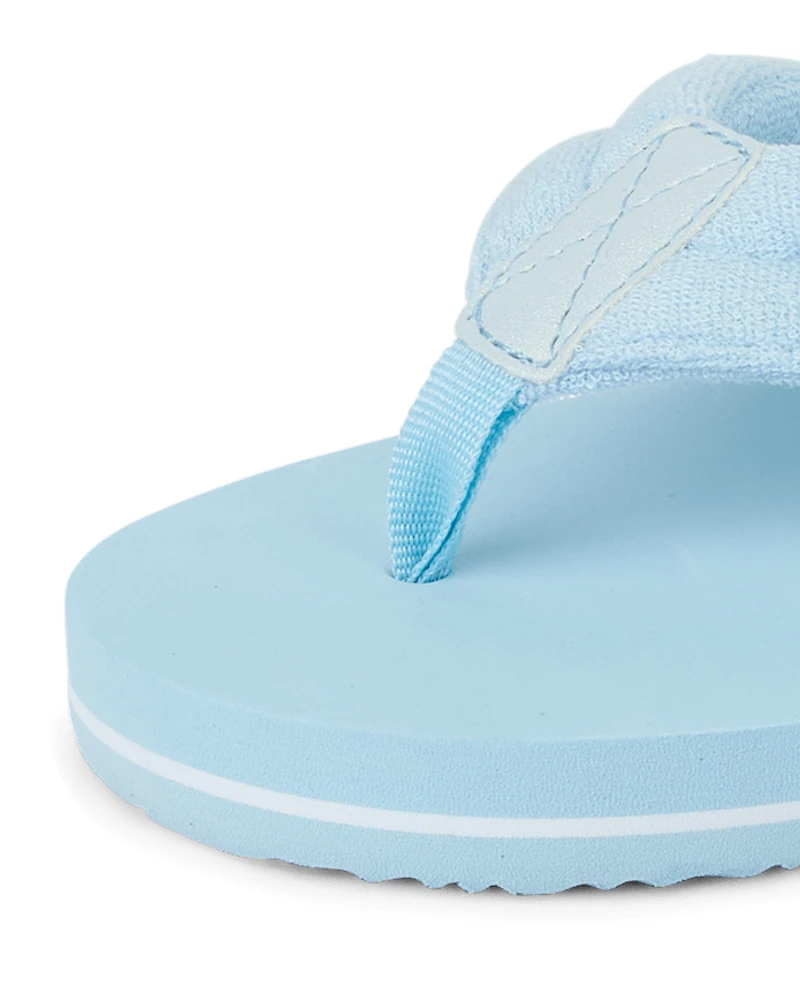 Girls Cherry Stud Terry Cloth Flip Flops