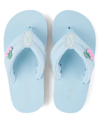 Girls Cherry Stud Terry Cloth Flip Flops