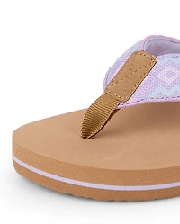 Girls Embroidered Flip Flops