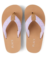 Girls Embroidered Flip Flops