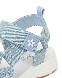 Toddler Girls Embroidered Denim Webbed Sandals