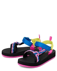 Girls Colorblock Cord Webbed Platform Sandals