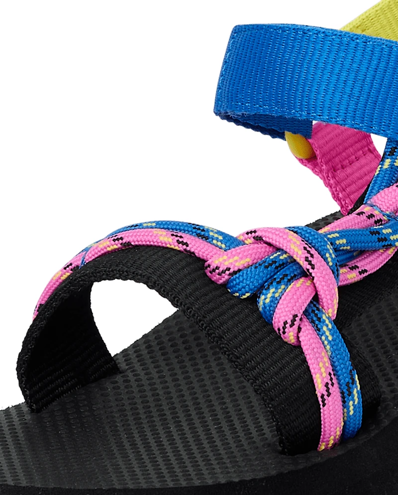 Girls Colorblock Cord Webbed Platform Sandals